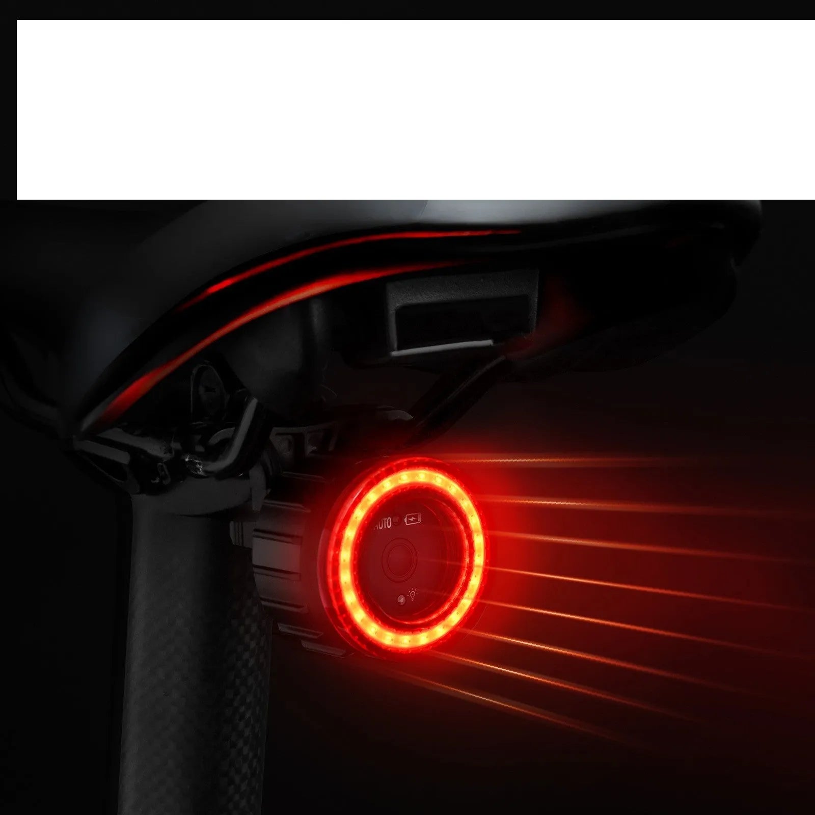 Black aluminium alloy intelligent induction brake taillight with seat tube mounting bracket