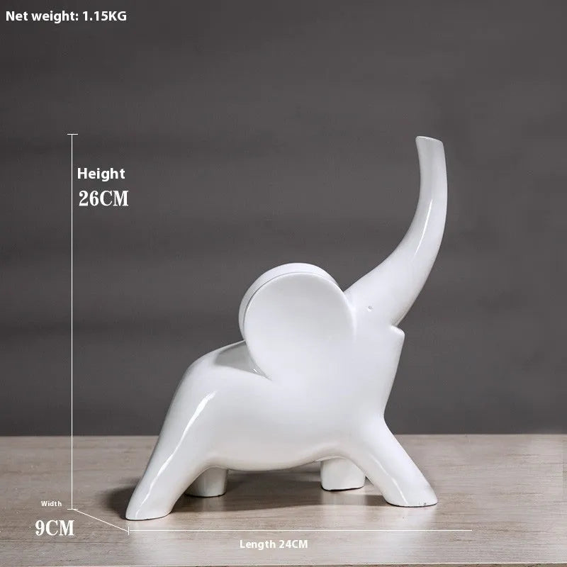 Modern resin fortune elephant ornament in rose gold or white colour, large and small sizes available.