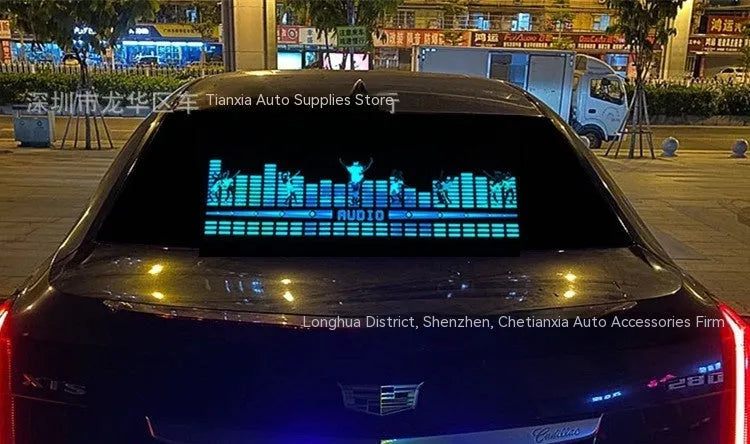 Car voice control rhythm lamp with electroluminescent panel showing multiple light pattern options