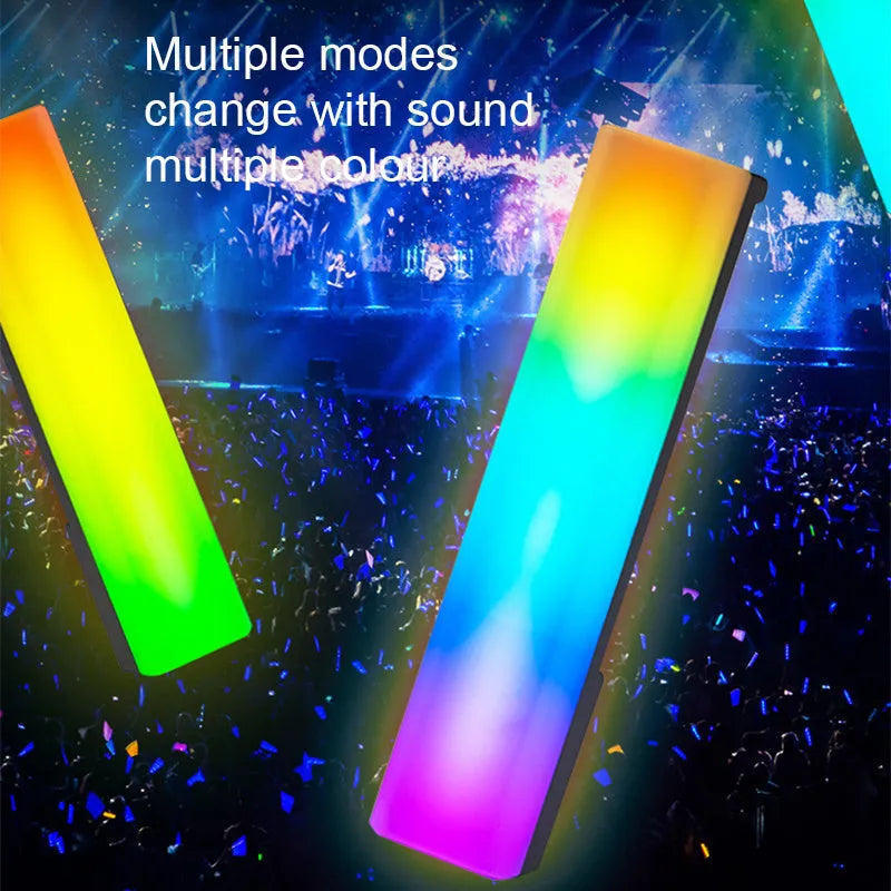 3D RGB music rhythm ambiance lamp in black or white shell on a tabletop.