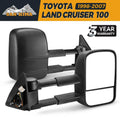 Black foldable rearview mirror pair for Toyota Land Cruiser 100 1998-2007 models
