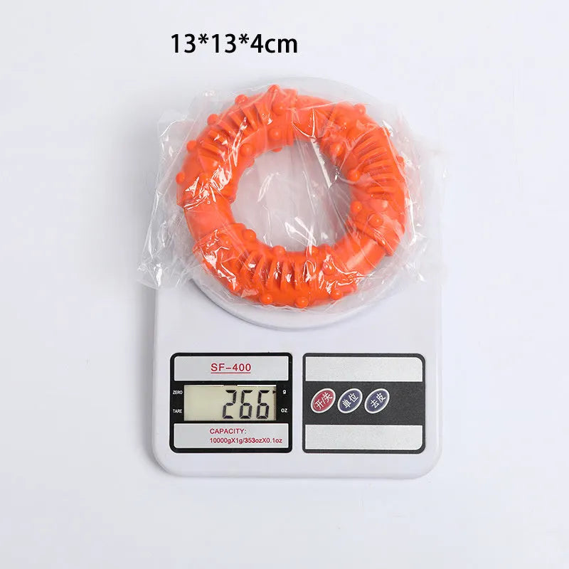 Lightweight hollow dog fetching stick toy in blue, orange, and red colours