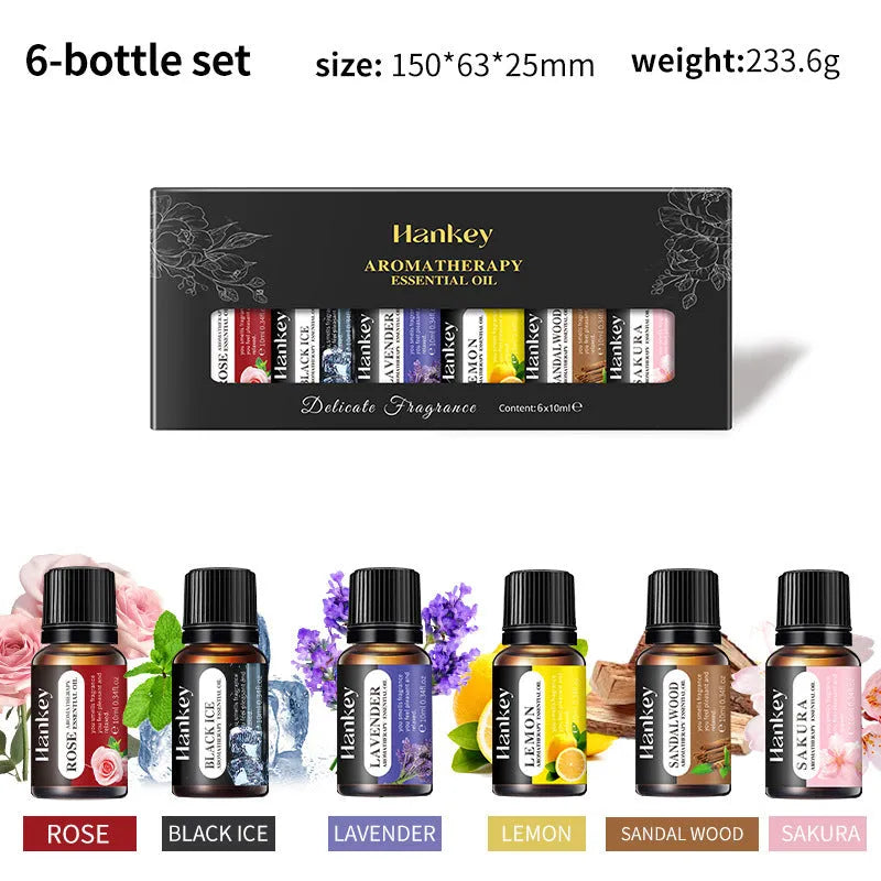 Boxed water-soluble aromatherapy essential oil sets in 3, 5, 6, 10 and 12 piece combinations