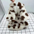 Polyester plush warm coat for small dogs in pink and coffee colours