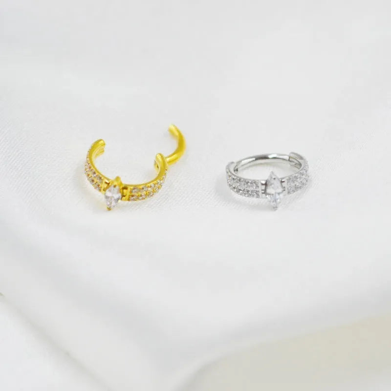 Heart-shaped zircon earrings for women in gold or silver 316 titanium steel