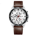 Men's casual quartz watch with business calendar and multiple colour options showing 10mm thickness