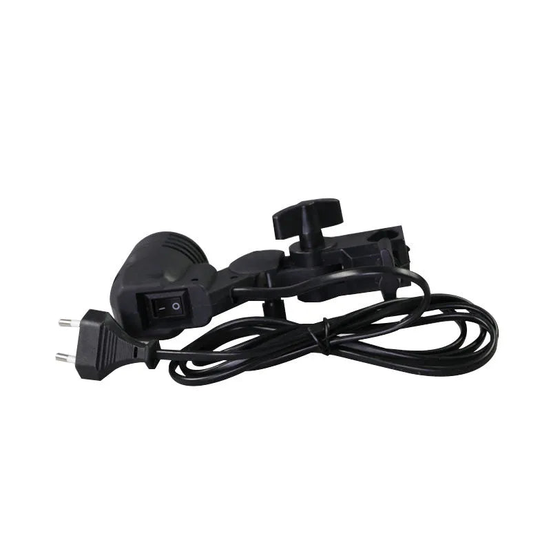 Black photography lamp holder with E27 screw port and 1.8 metre power cords