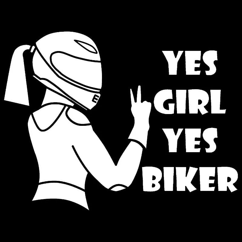 Cool Girl Rider waterproof vehicle sticker in black, white and laser colours measuring 16cm by 15cm