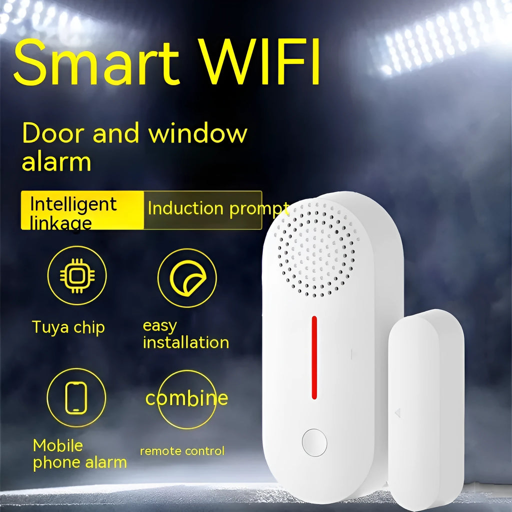 Smart home WiFi magnetic door window sensor alarm with audible alert system
