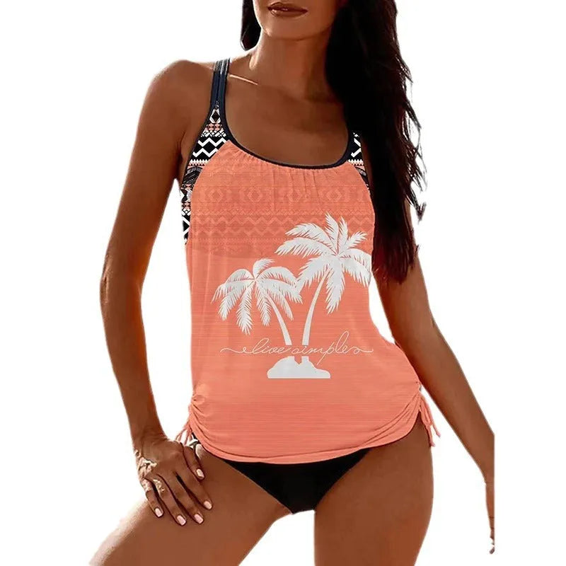 Women's loose fit tangini bikini briefs in multiple colours including black, pink, navy, and Army Green.