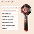 Red and blue light massage hair comb in black plastic with Type-C charging port
