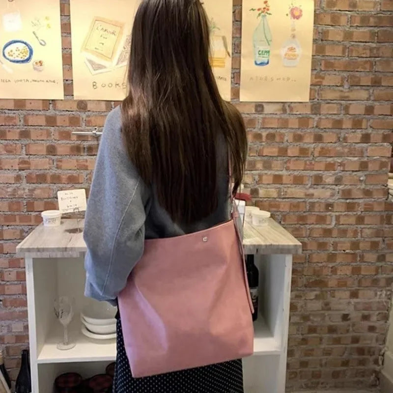 Corduroy one shoulder bag in pink or brown with 39cm length and PU lining for commuting