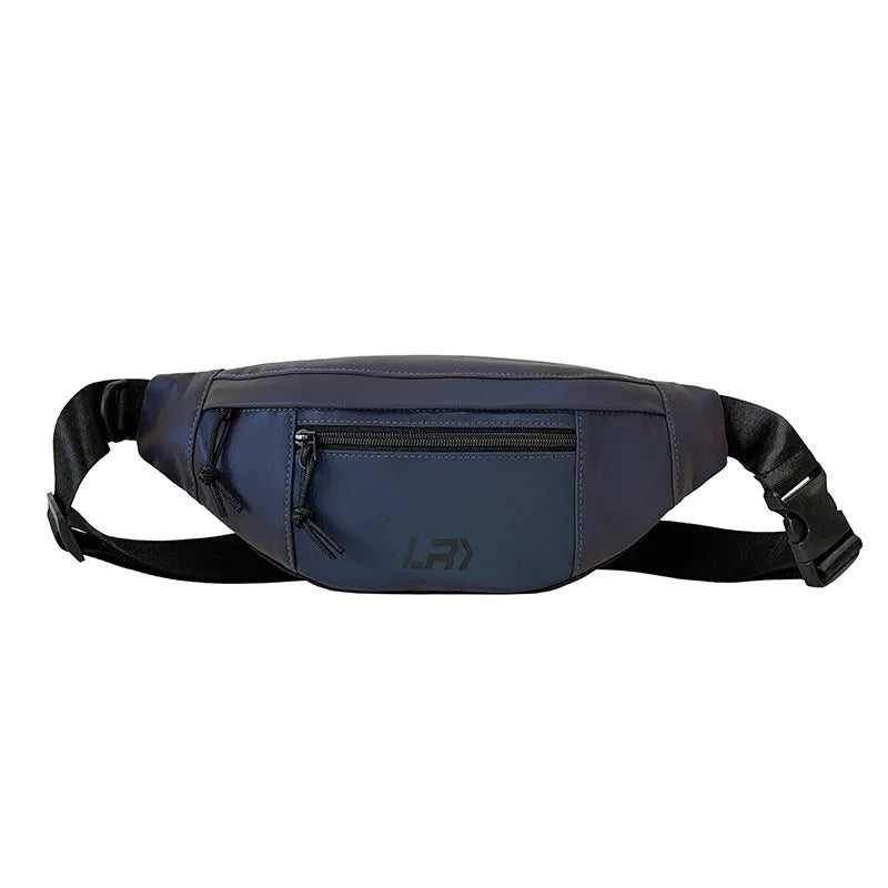 Reflective crossbody cycling bag in blue colour with open pocket design