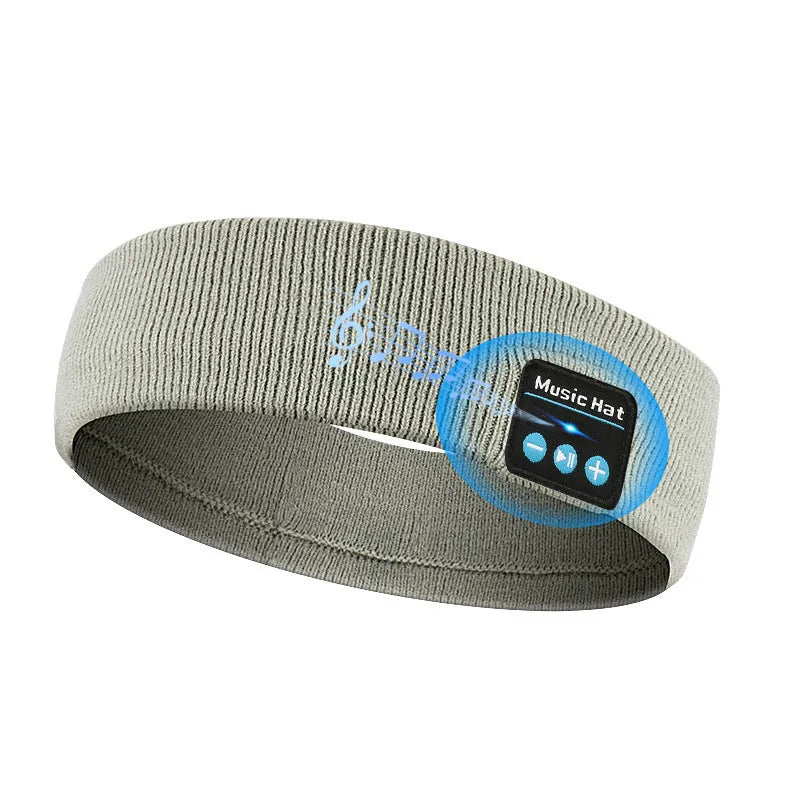 Black Bluetooth 5.4 eye mask and sports scarf headband with removable washable fabric