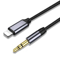 Nylon audio cable headphone cable in black or silver colour with length options for car adapter connections