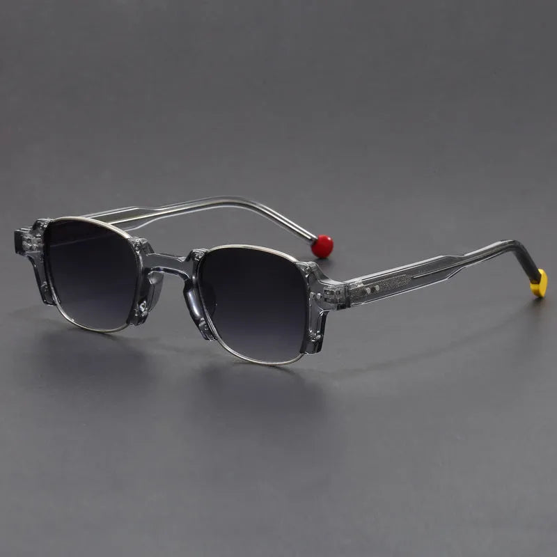 Square frame sunglasses with PC frame and AC lenses, shown in one of six colours for sun protection and fashion wear