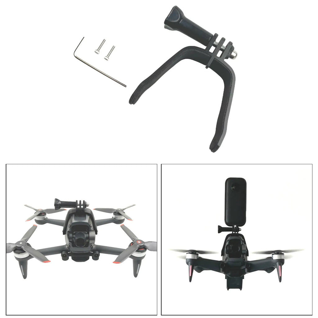 FPV drone panoramic camera expansion bracket with 3D printed hard plastic construction and soft sponge contact