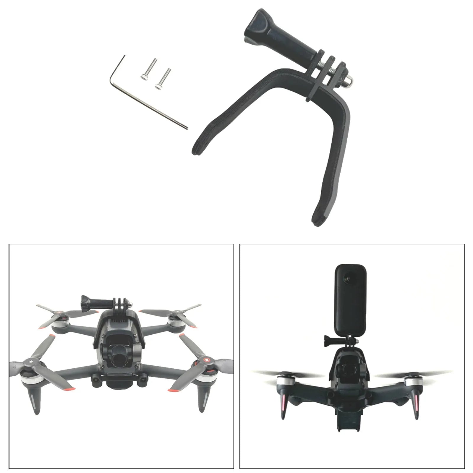 FPV drone panoramic camera expansion bracket with 3D printed hard plastic construction and soft sponge contact