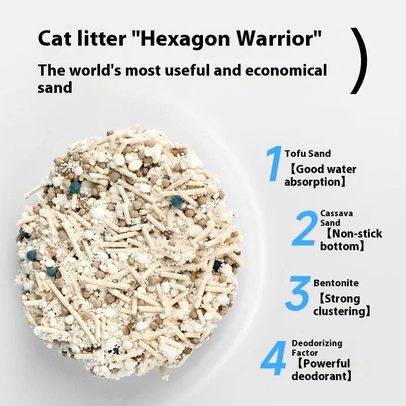 10kg bag of mixed bitter cassava cat litter with bentonite and tofu, dust-free and deodorant.