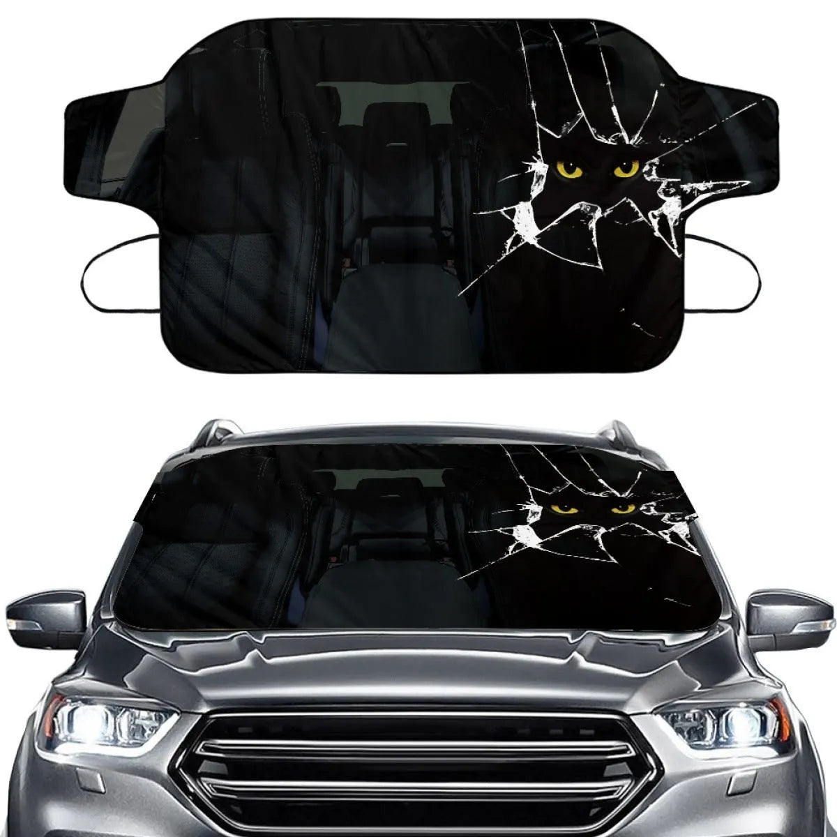 Car snow protection front gear cover measuring 130cm by 70cm with lanyard securing system