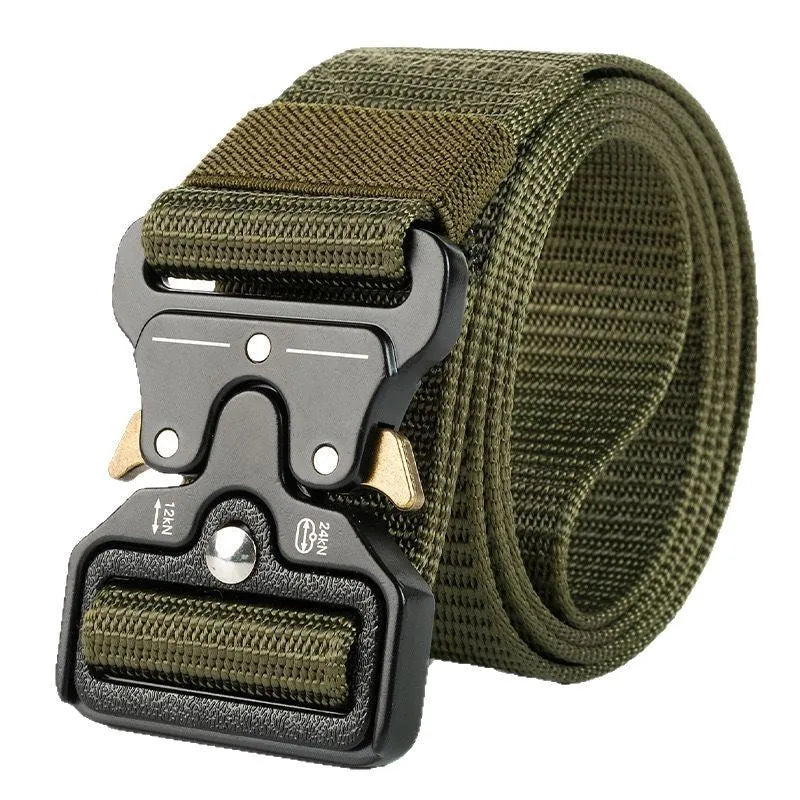 Men's thick canvas tactical belt with alloy release buckle in various colours
