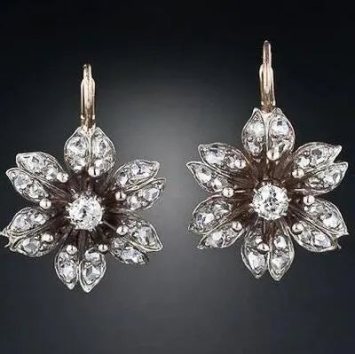 Silver-coloured retro fashion women's earrings with electroplated alloy construction