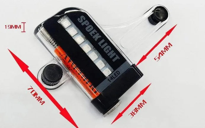 14 LED motorcycle bike light with 7 RGB full colour LEDs on front and back, 32 mode wire light