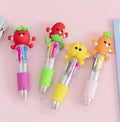 Cartoon themed 4-colour press ballpoint pen with 0.7mm bullet tip in cactus, fast food, or seahorse design