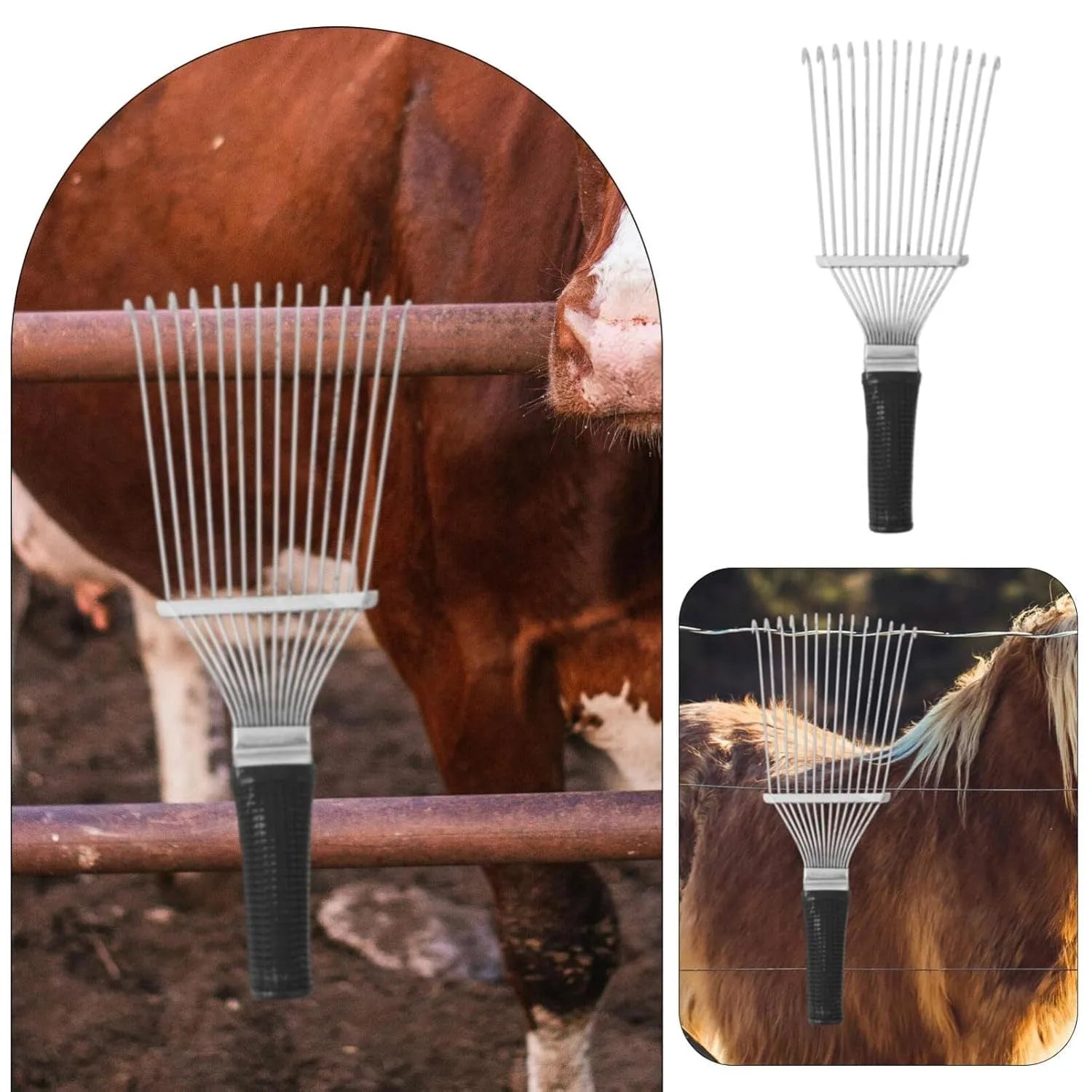 Stainless steel pet dematting brush rake comb for grooming horses and dogs