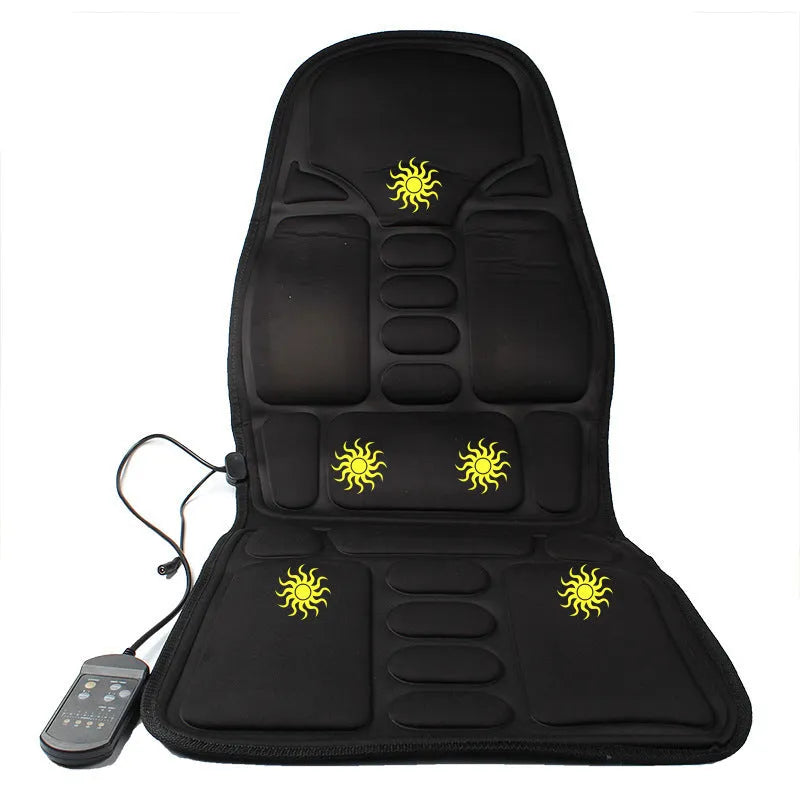 Black heating massage mat with infrared physiotherapy function and variable speed control
