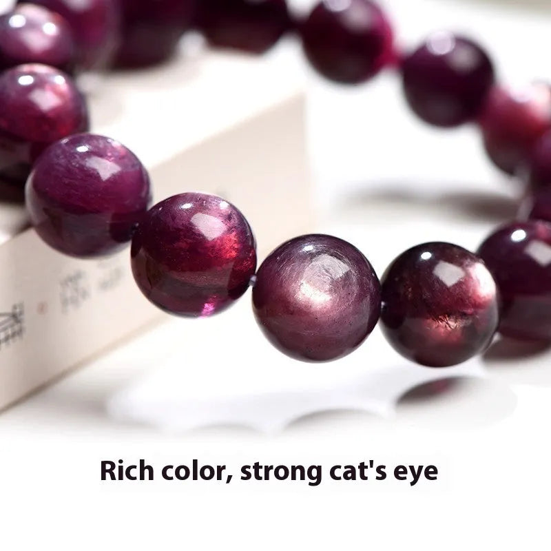 Purple lepidolite crystal round bead bracelet with polished finish and geometry style.