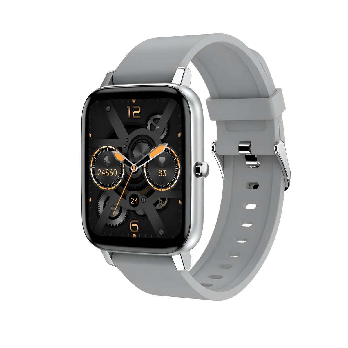 H80 black smartwatch with ECG and blood oxygen monitoring on a silicone strap
