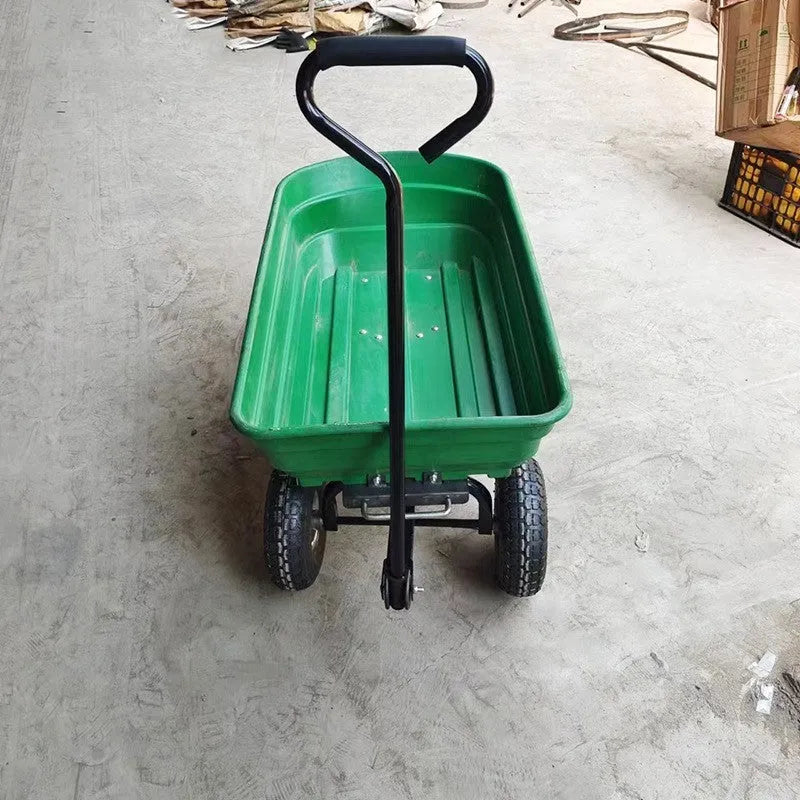 Green four-wheel plastic dumptruck with steel and PP construction, model TC2145