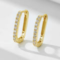 S925 sterling silver oval zircon earrings with geometric design and ear clip backings