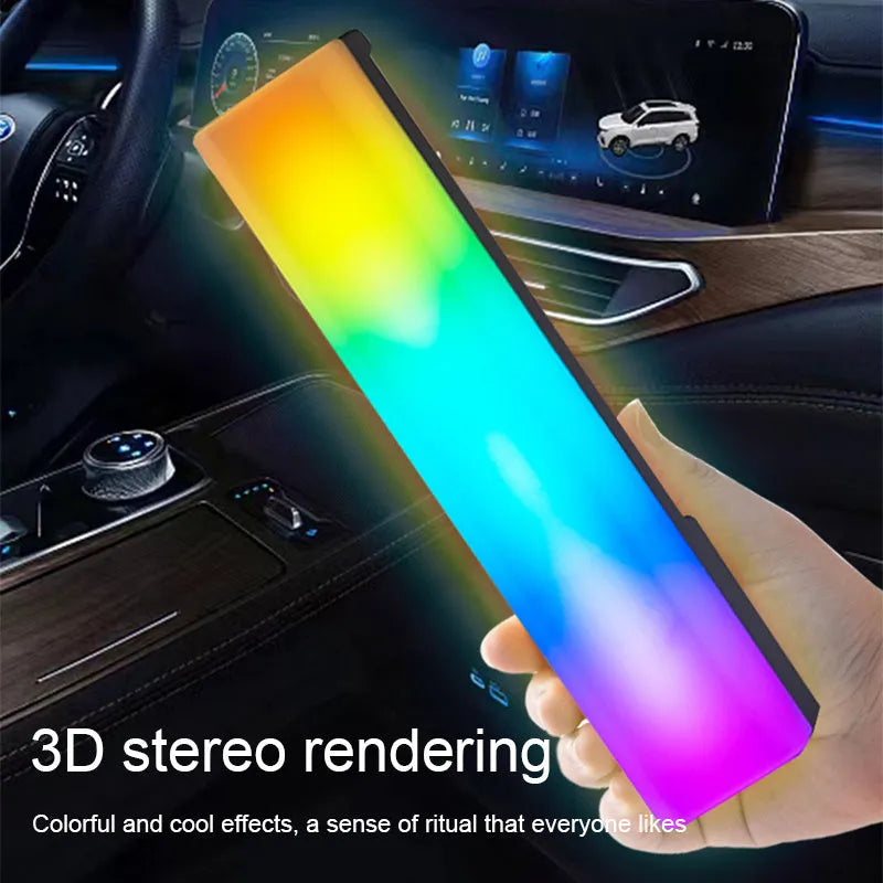 3D RGB music rhythm ambiance lamp in black or white shell on a tabletop.