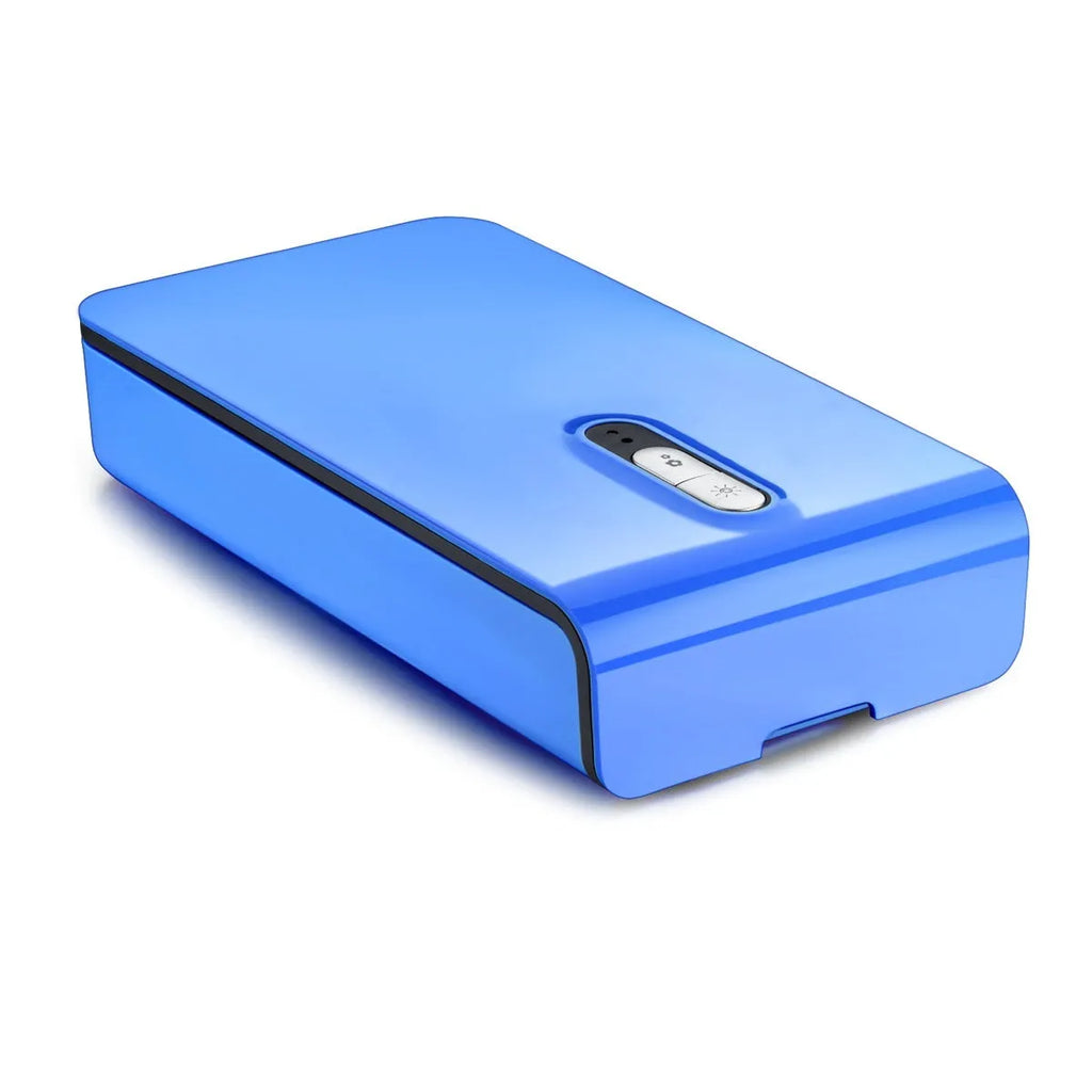 UV mobile phone steriliser unit with purple light, touch controls and capacity for 6.5-inch smartphones