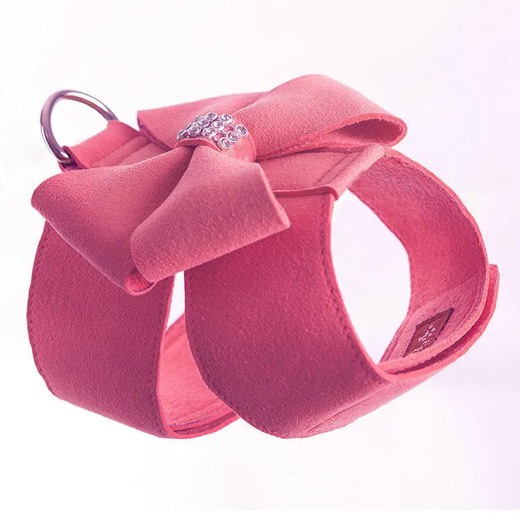 Cute fashion bowknot puppy chest strap harness in microfiber material with size options