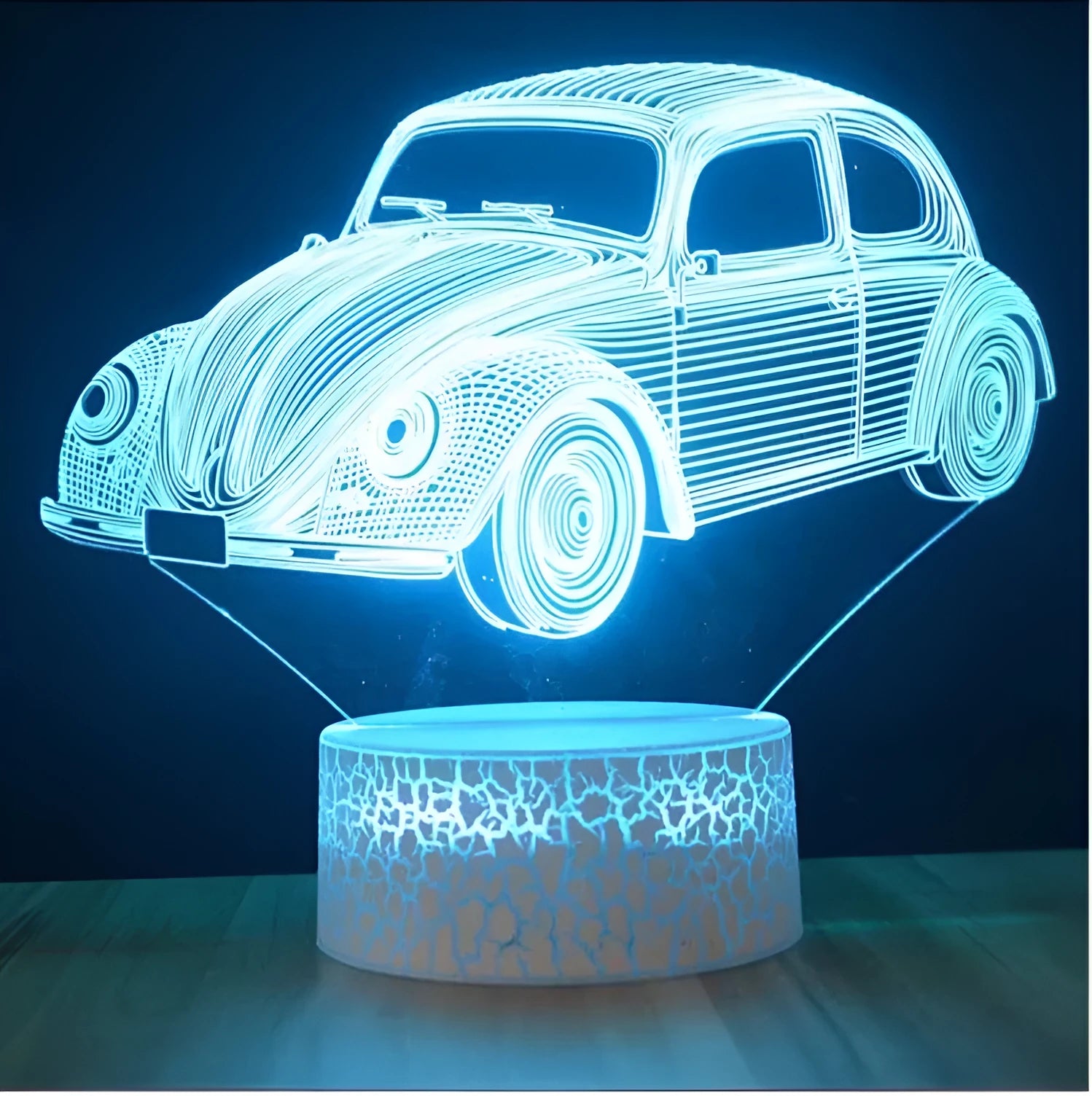 Colourful touch remote control LED table lamp with 3D visual light effect on black base