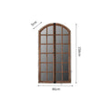 Terrace style distressed wooden frame fake window mirror in log colour with glass reflection
