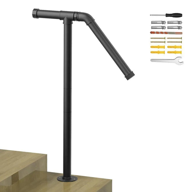 Black metal ladder support bracket with American minimalist design for household storage
