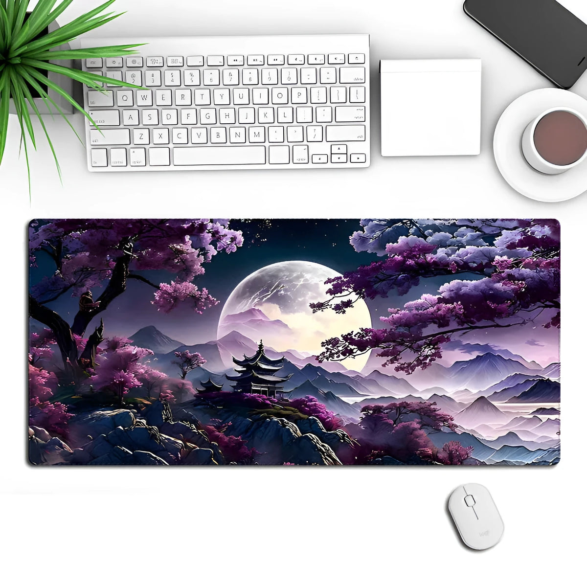 Gaming mouse pad with precision lock edge and thermal transfer pattern on desk