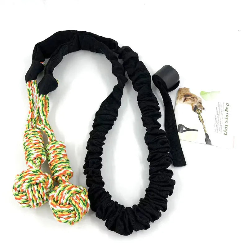 Cotton rope dog tug toy in black, grey, and red colour options for interactive play