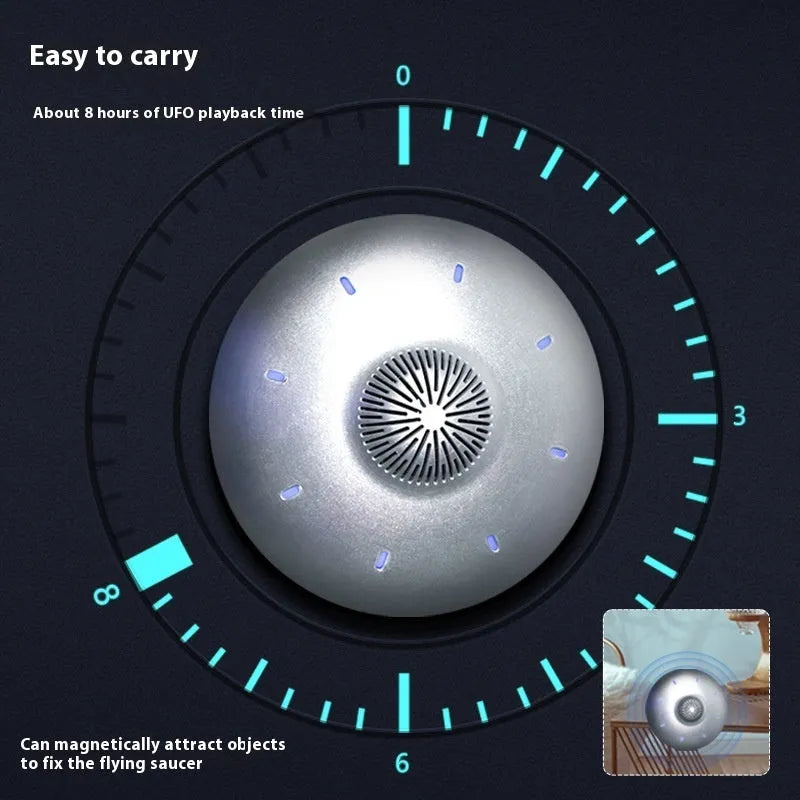 Automatic lifting magnetic levitation Bluetooth speaker floating above charging base