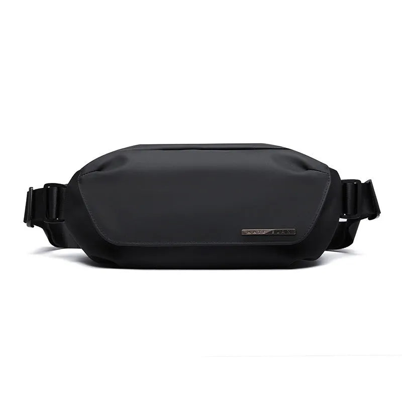 Black men's messenger bag made from Oxford cloth with one-shoulder cross-body design