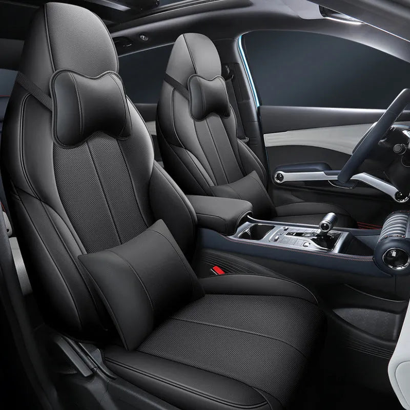 BYD Yuan PLUS car seat cushion cover in green, shown fitted to a car seat.