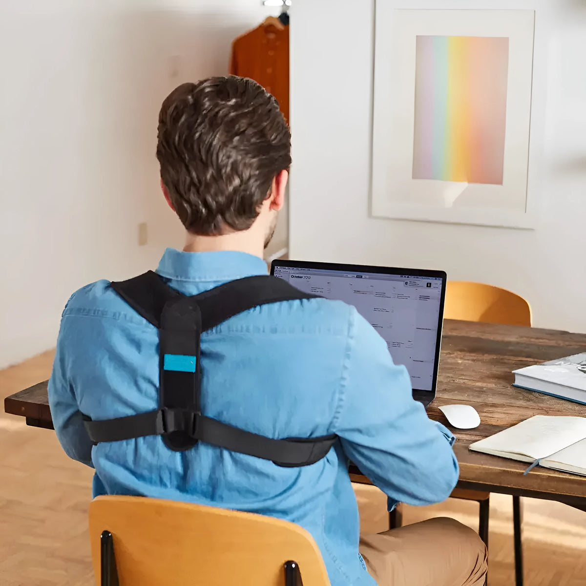 Black adjustable invisible breathable posture correction strap free size for back support