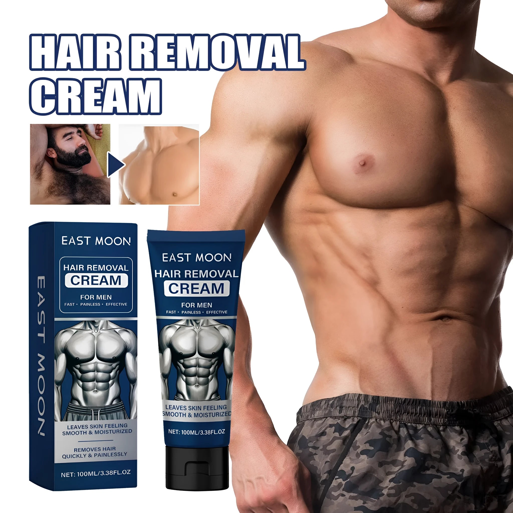 100ml tube of men's mild hair removal cream for multiple body areas