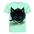 Loose men's T-shirt with digital cartoon print, short sleeves and round neck in polyester milk silk