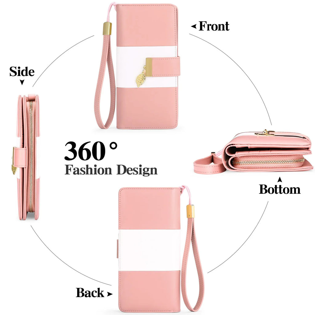 RFID protected anti-theft clutch handbag in PU leather with lock, shown in midnight black colour