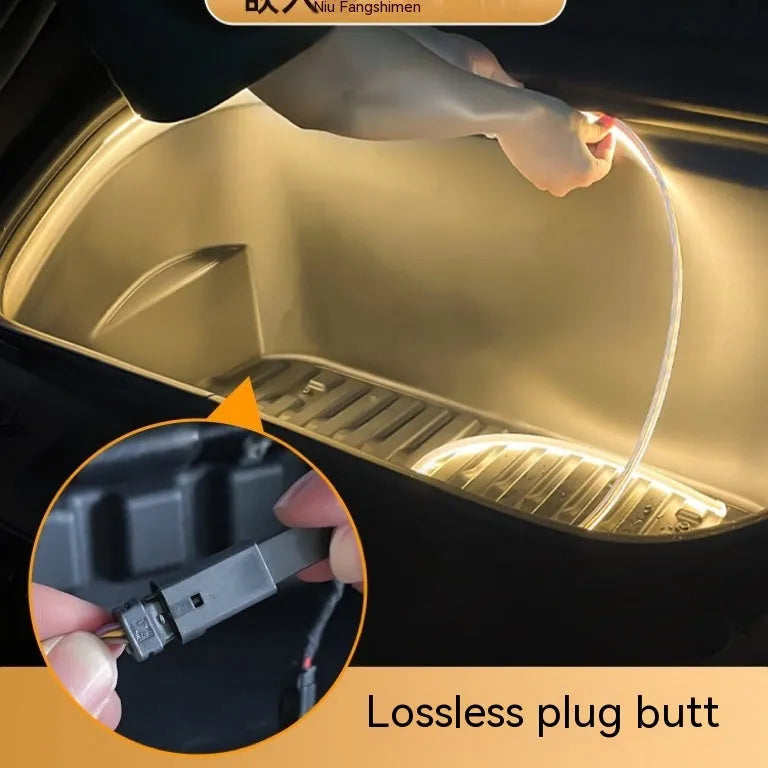 Tesla Model 3 and Y front backup box ambience light modification kit in soft silicone.